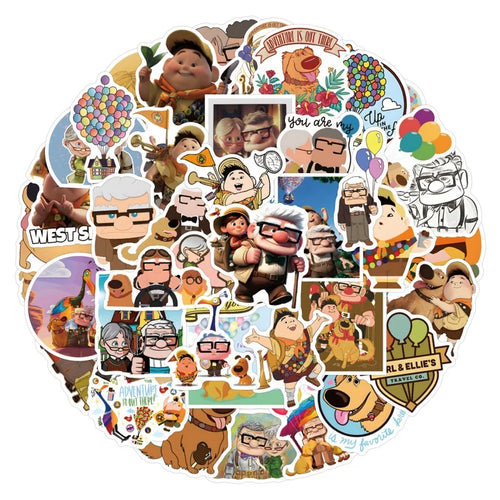 Pack de 54 Pegatinas de "Up: Una Aventura de Altura" – Calcomanías Impermeables de Disney Pixar