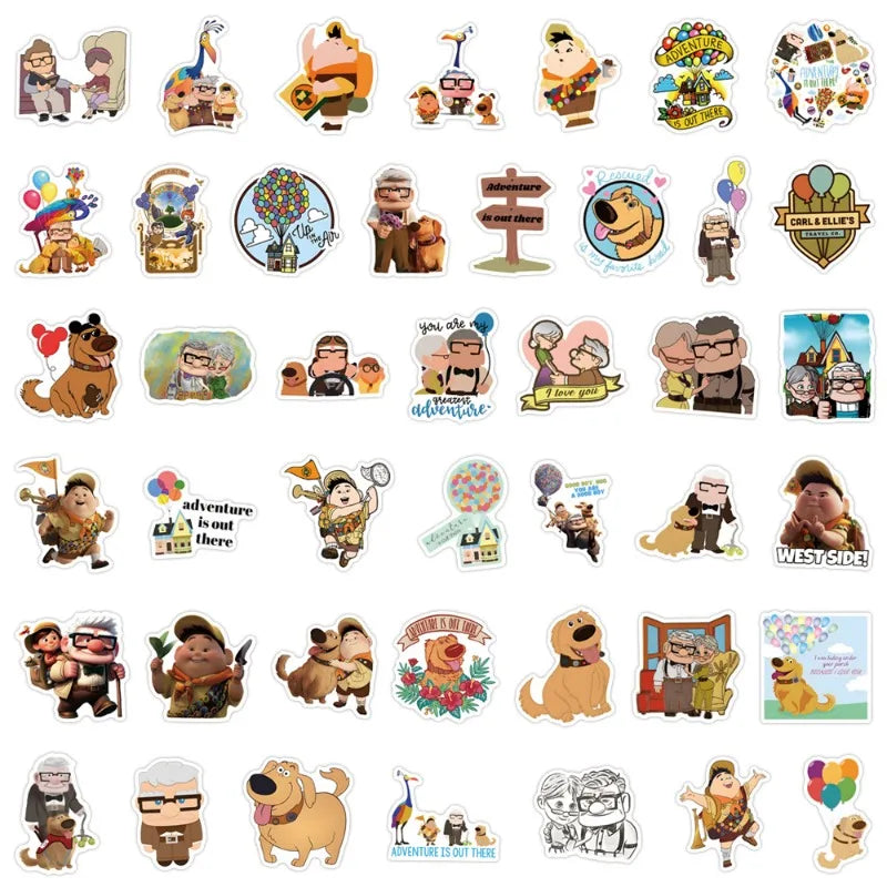 Pack de 54 Pegatinas de "Up: Una Aventura de Altura" – Calcomanías Impermeables de Disney Pixar
