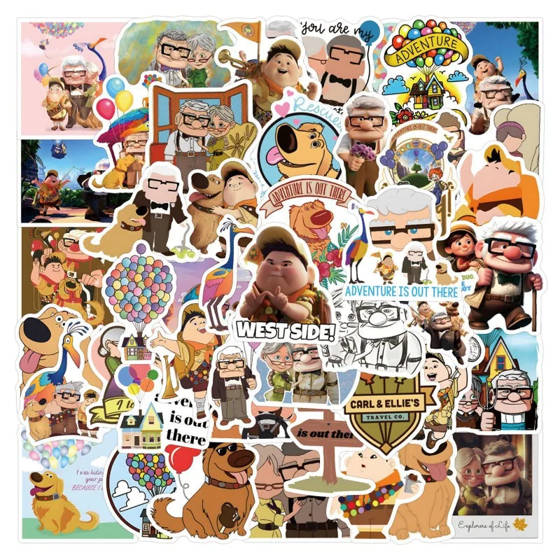 Pack de 54 Pegatinas de "Up: Una Aventura de Altura" – Calcomanías Impermeables de Disney Pixar