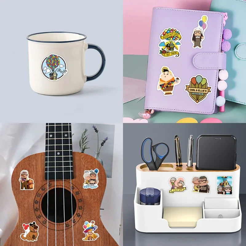 Pack de 54 Pegatinas de "Up: Una Aventura de Altura" – Calcomanías Impermeables de Disney Pixar